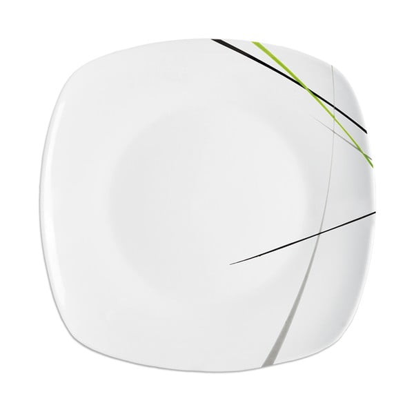 Biały porcelanowy talerz Orion Green