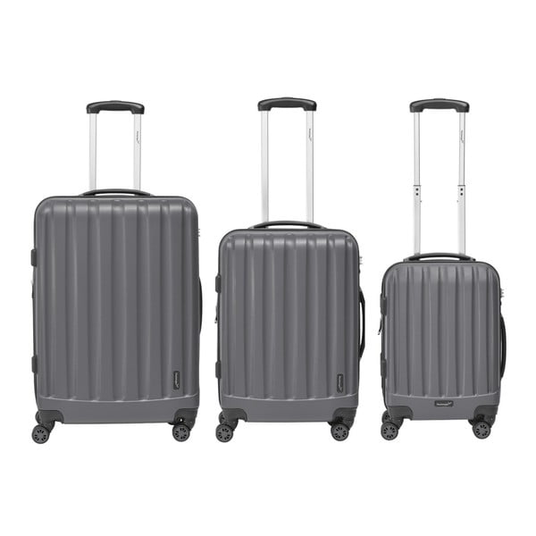 Zestaw 3 szarych walizek na kółkach Packenger Koffer