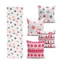 Zestaw 4 świątecznych poszewek na poduszki i bieżnika Minimalist Cushion Covers Red Christmas