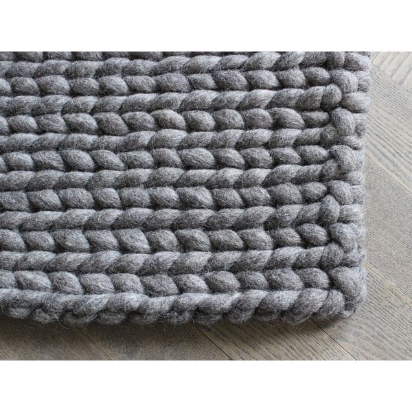 Orzechowobrązowy pleciony dywan wełniany Wooldot Braided Rugs, 170x240 cm-image-1