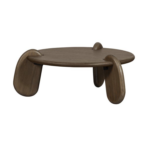 Brązowy okrągły stolik z blatem w dekorze orzecha ø 100 cm Imbue – BePureHome-image-1