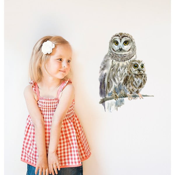 Naklejka wielokrotnego użytku Woodland Owls, 40x30 cm
