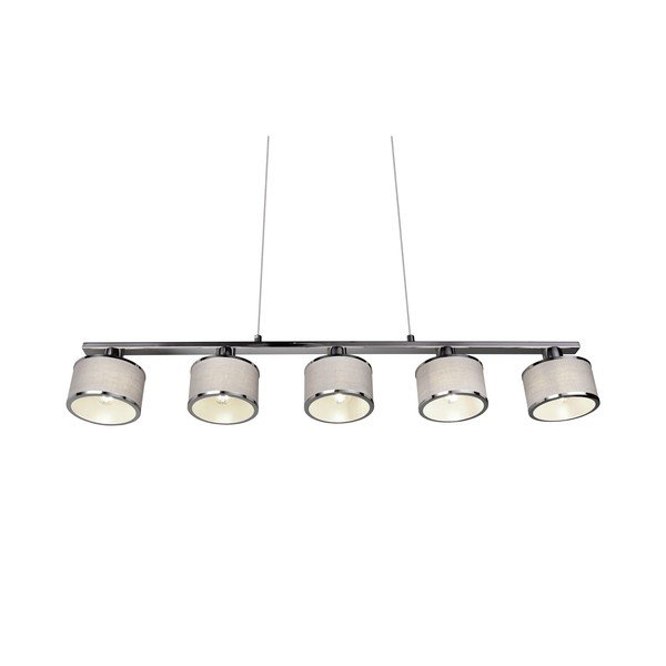 Lampa wisząca w beżowo-srebrnym kolorze z tekstylnym kloszem Kaprun – Trio-image-2