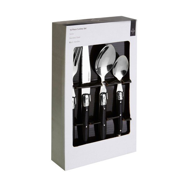 Czarne sztućce ze stali nierdzewnej 16 szt. Swiss – Premier Housewares-image-1