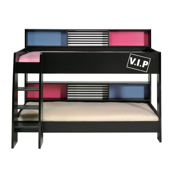 Czarne łóżko piętrowe Parisot Adelise, 90x200 cm