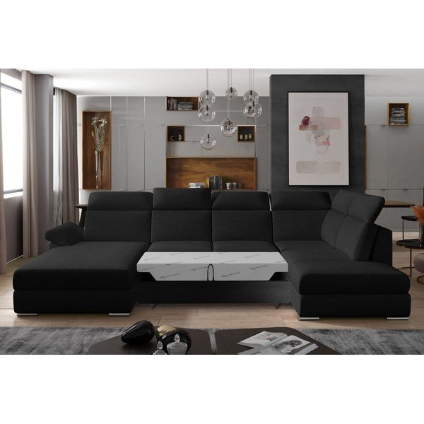 Czarny rozkładany narożnik (prawostronny/w kształcie litery U) Evanell – ELTAP-image-2