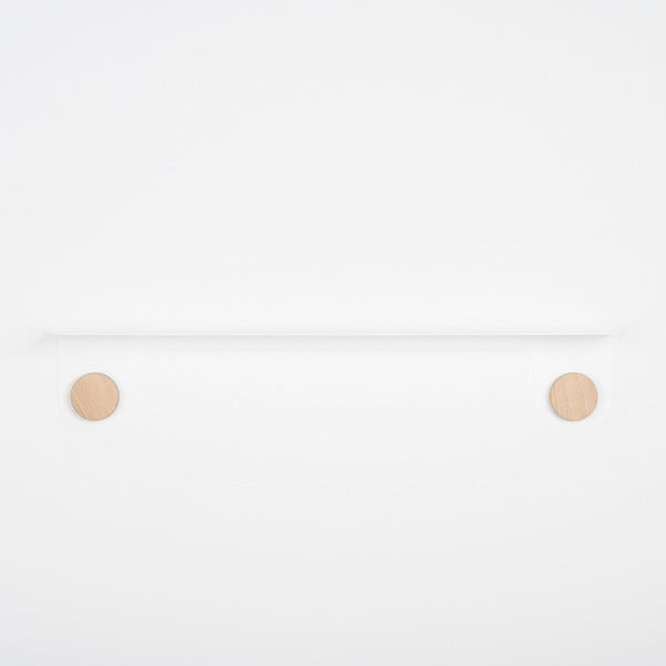 Biała półka ze stali z detalem z drewna dębowego z 2 haczykami Gazzda Hook, dł. 70 cm-image-2