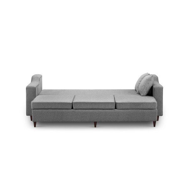 Ciemnoszara 3-osobowa sofa rozkładana ze schowkiem Sofas Narcisse-image-1