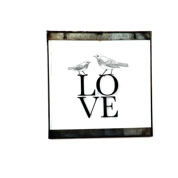 Szklana tabliczka z napisem Love, 30x30 cm