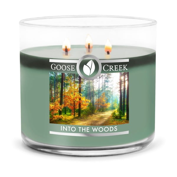 Świeczka zapachowa w szklanym pojemniku Goose Creek Into the Woods, 35 godz. palenia