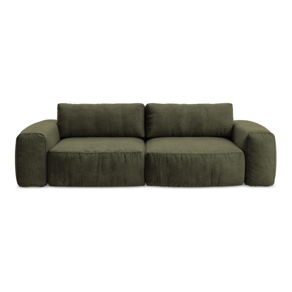 Zielona rozkładana sofa z tkaniny szenilowej 275 cm Kuki – Makamii