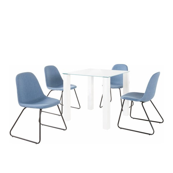 Zestaw stołu i 4 niebieskich krzeseł Støraa Dante Colombo