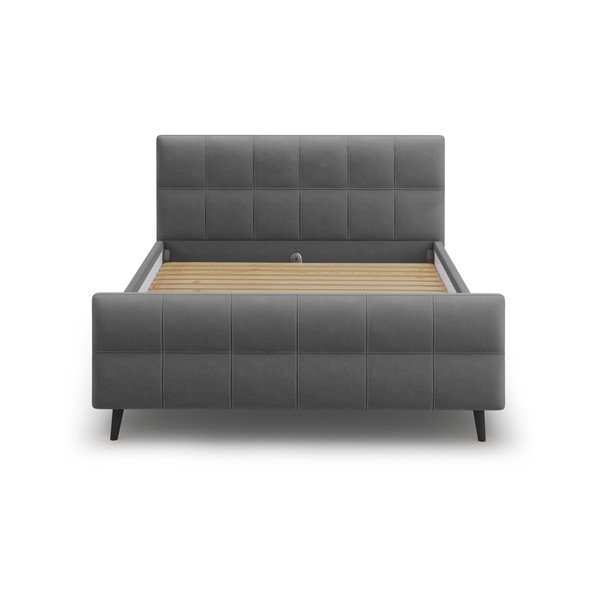 Ciemnoszare tapicerowane łóżko dwuosobowe ze stelażem 140x200 cm Gigi – Micadoni Home-image-1