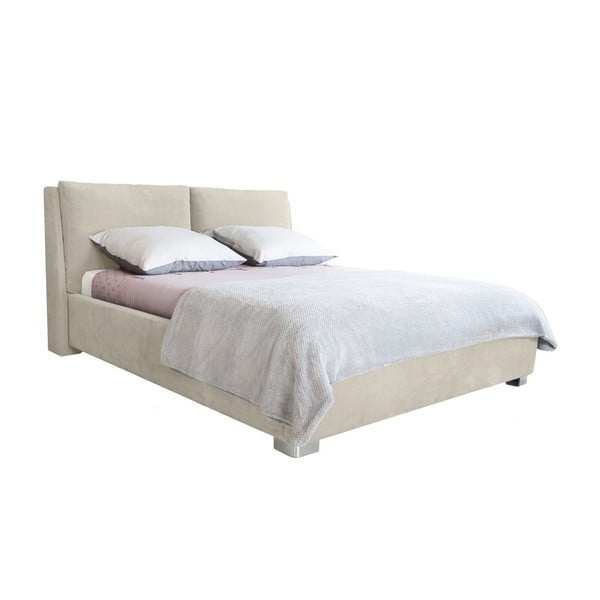 Beżowe łóżko 2-osobowe Mazzini Beds Vicky, 160x200 cm