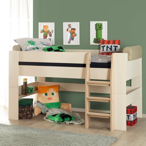 Beżowe podwyższone łóżko dziecięce bez stelaża 90x200 cm Loft – Roba-image-3