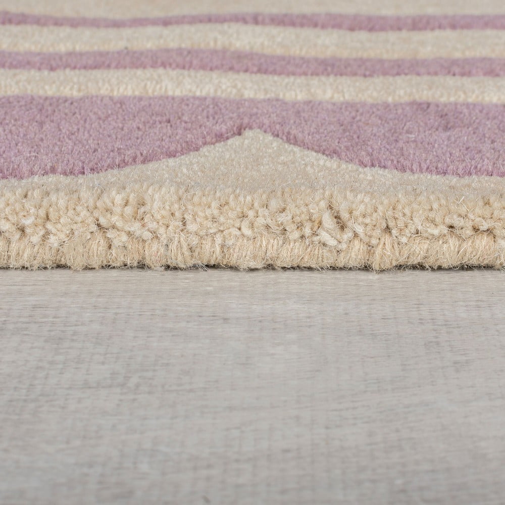 Fioletowo-naturalny wełniany dywan tkany ręcznie 120x170 cm Lois Scallop – Flair Rugs (zdjęcie 5)