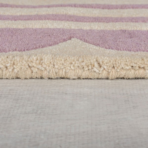 Fioletowo-naturalny wełniany dywan tkany ręcznie 120x170 cm Lois Scallop – Flair Rugs-image-4