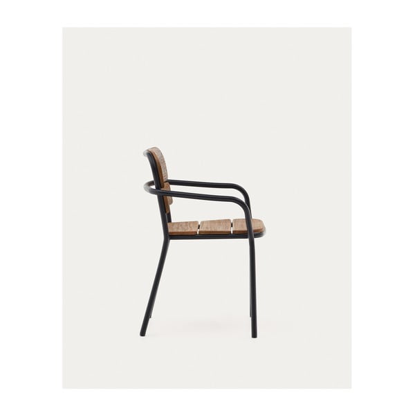 Czarno-brązowe drewniano-metalowe krzesło ogrodowe Algueret – Kave Home-image-1