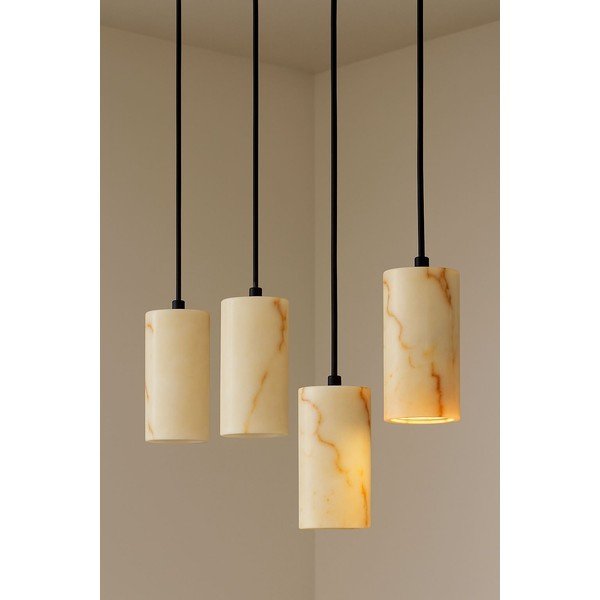Kremowa lampa wisząca z marmurowym kloszem ø 6,5 cm Selma – Opviq lights-image-1