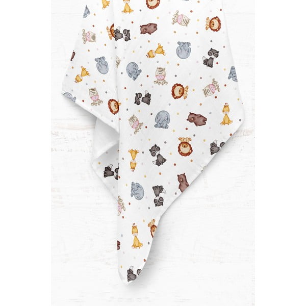 Biały koc dziecięcy muślinowy 75x100 cm Zoo – Mijolnir-image-2
