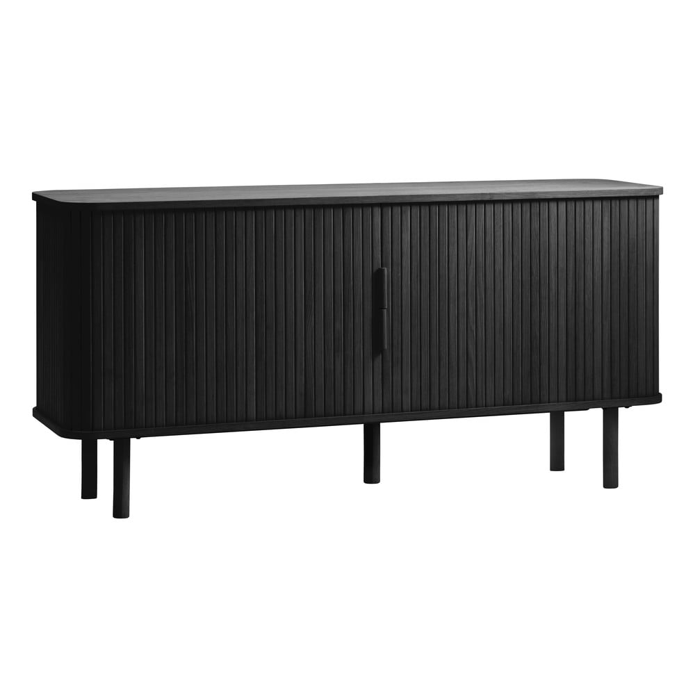 Czarna niska komoda w dekorze dębu z drzwiami przesuwnymi 76x160 cm Cavo – Unique Furniture (zdjęcie 4)