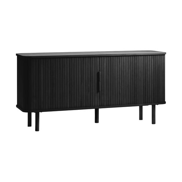Czarna niska komoda w dekorze dębu z drzwiami przesuwnymi 76x160 cm Cavo – Unique Furniture-image-4