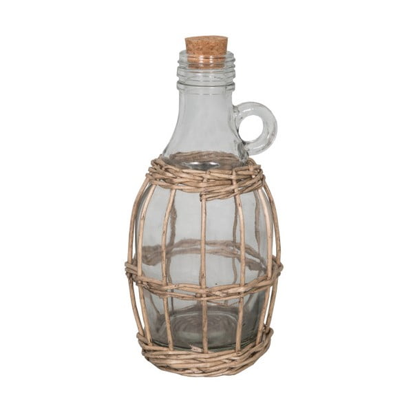 Butelka szklana w koszyku wiklinowym Antic Line Avec, wys. 22 cm