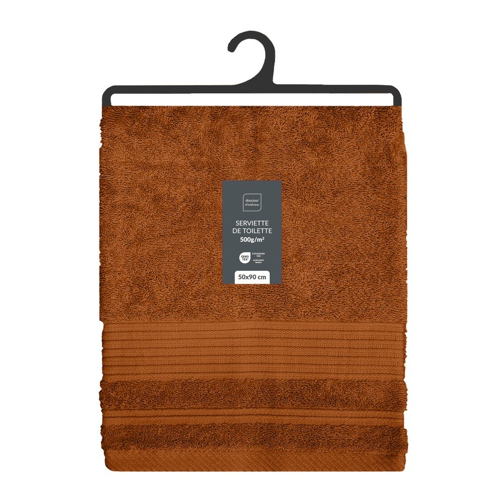 Bawełniany ręcznik frotte w kolorze terakoty 50x90 cm Tendresse – douceur d'intérieur (zdjęcie 5)