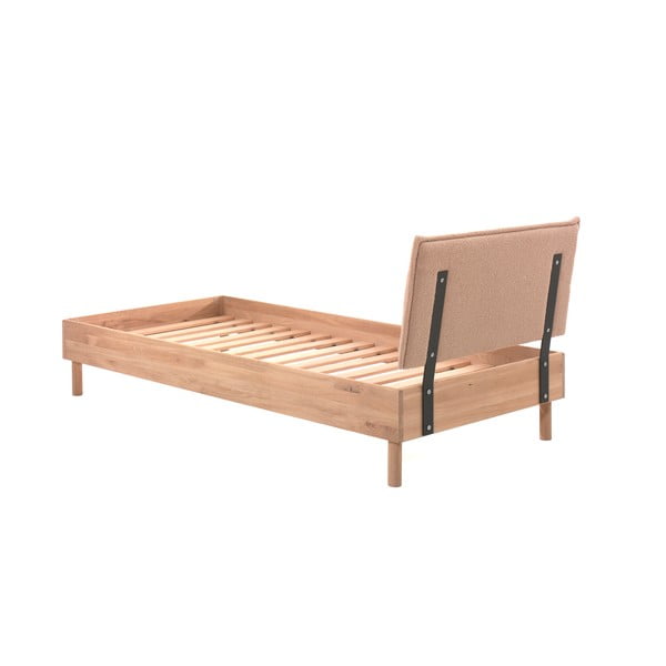 Łóżko jednoosobowe z litego drewna dębowego ze stelażem 90x200 cm w naturalnym kolorze Forrest – Vipack-image-2