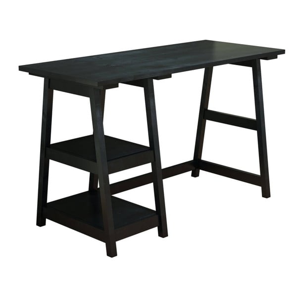 Czarne biurko z litego drewna sosnowego Perla