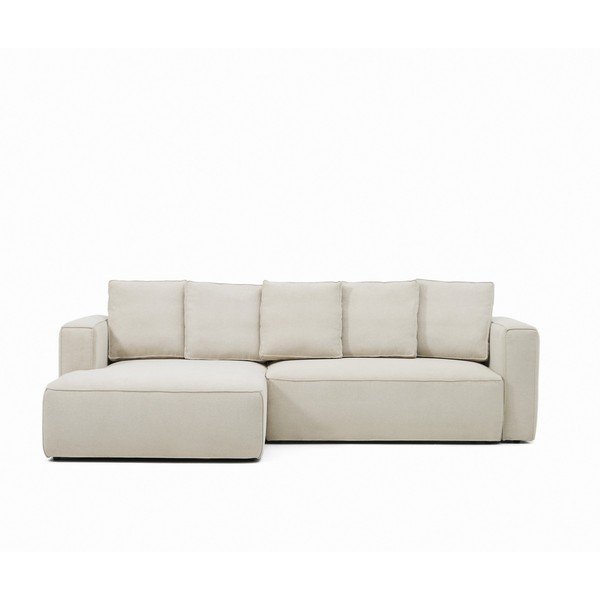 Beżowy rozkładany narożnik z tkaniny szenilowej (lewostronny/z szezlongiem) Marela – Kave Home