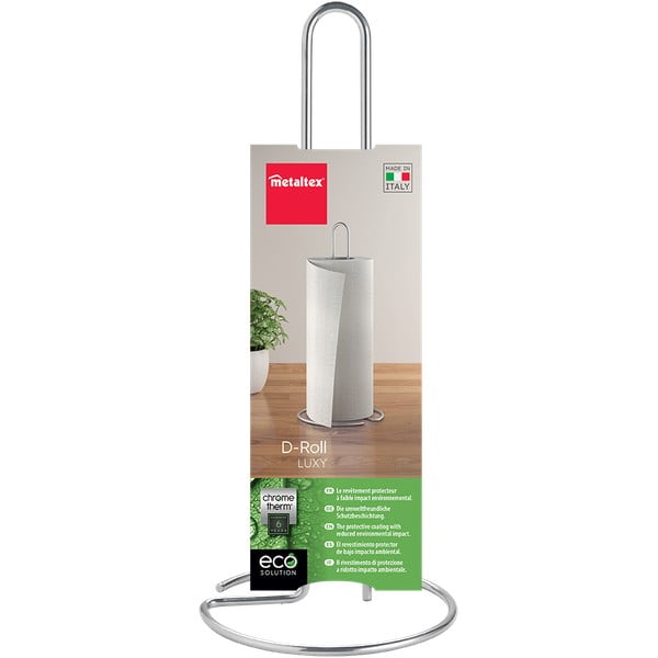 Stalowy stojak na ręczniki papierowe w kolorze srebra z połyskiem ø 14 cm Luxy – Metaltex-image-2