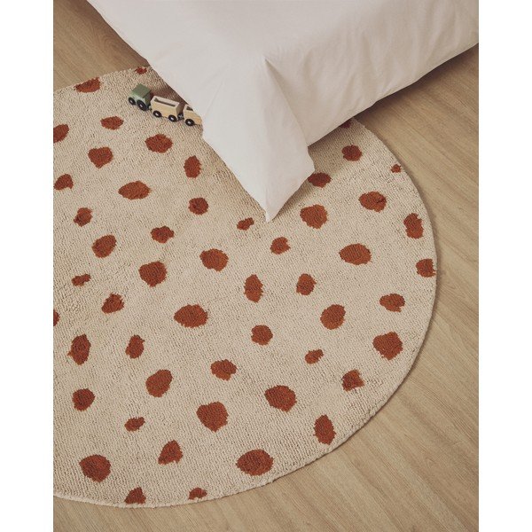 Kremowy bawełniany dywan dziecięcy odpowiedni do prania/tkany ręcznie ø100 cm Tandani – Kave Home-image-1