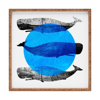 Drewniana taca dekoracyjna Whale, 40x40 cm