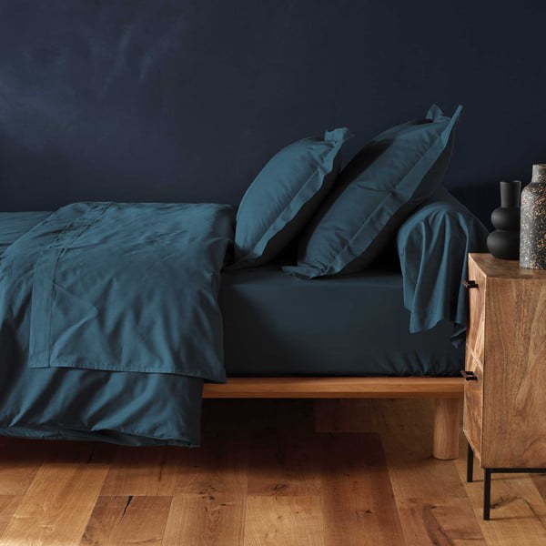 Niebieskie bawełniane prześcieradło z gumką 160x200 cm Lina – douceur d'intérieur-image-1