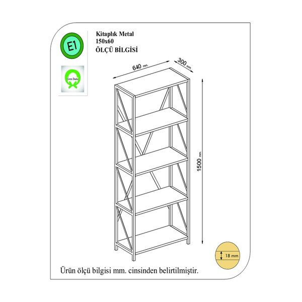 Czarno-naturalny regał w dekorze sosny 64x150 cm Eser – Gauge Concept-image-4