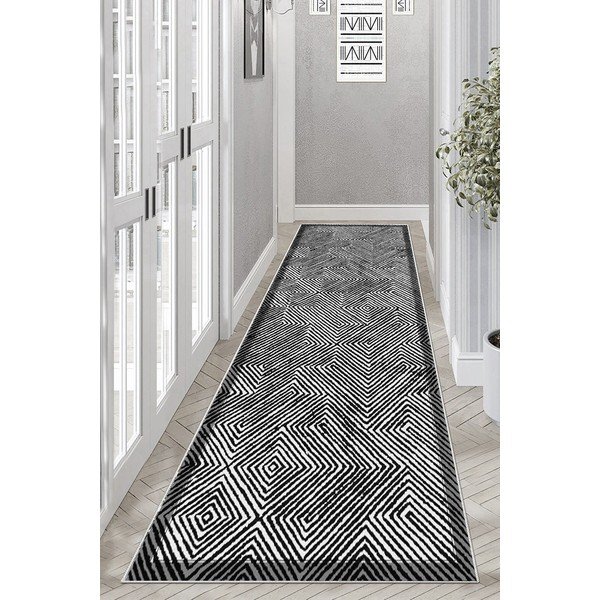 Czarno-biały chodnik odpowiedni do prania 80x300 cm Rimio – Vitaus-image-1