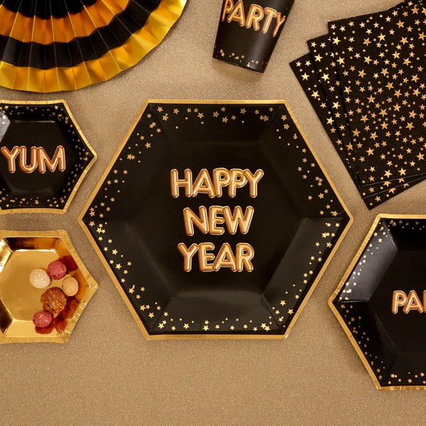 Zestaw 8 talerzyków papierowych Neviti Glitz & Glamour Happy New Year