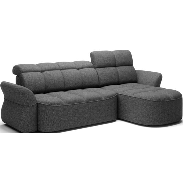 Ciemnoszary aksamitny rozkładany/ze schowkiem narożnik (prawostronny/z szezlongiem) Beneth – ELTAP-image-2