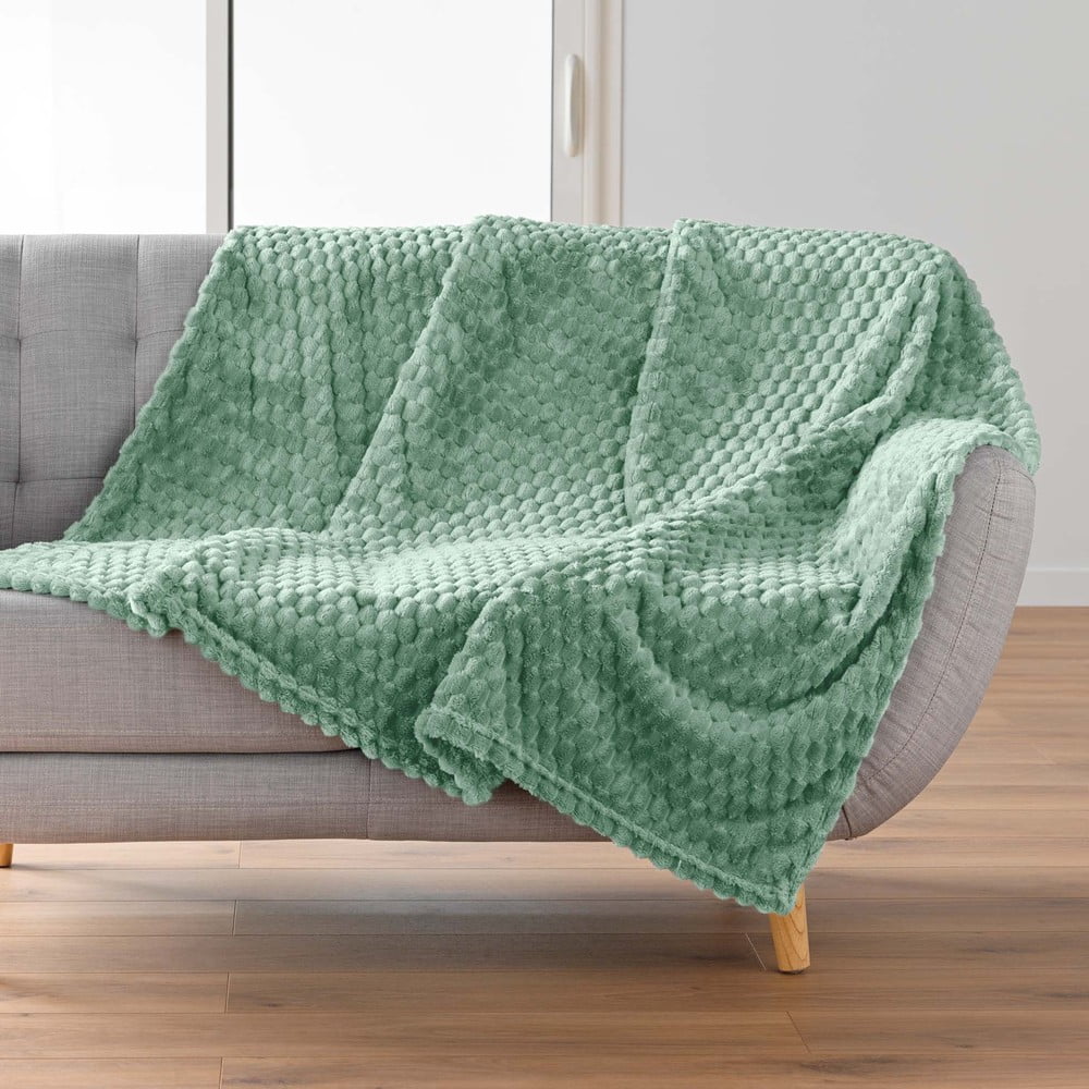 Jasnozielony koc z mikfroflaneli 125x150 cm Mini Frosty – douceur d'intérieur (zdjęcie 4)