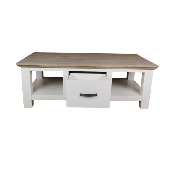 Biały
  stolik z jasnego drewna dębowego i sosnowego se zásuvkou HSM Collection Dover