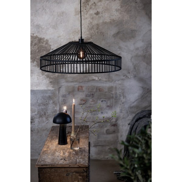 Czarna lampa wisząca z bambusowym kloszem ø 70 cm Tapa – Markslöjd-image-1