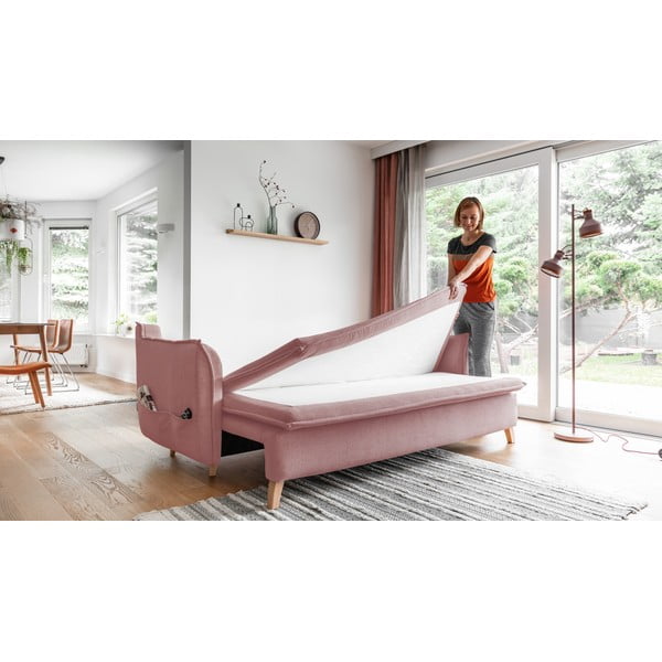 Jasnoróżowa rozkładana sofa 225 cm Charming Charlie – Miuform-image-4