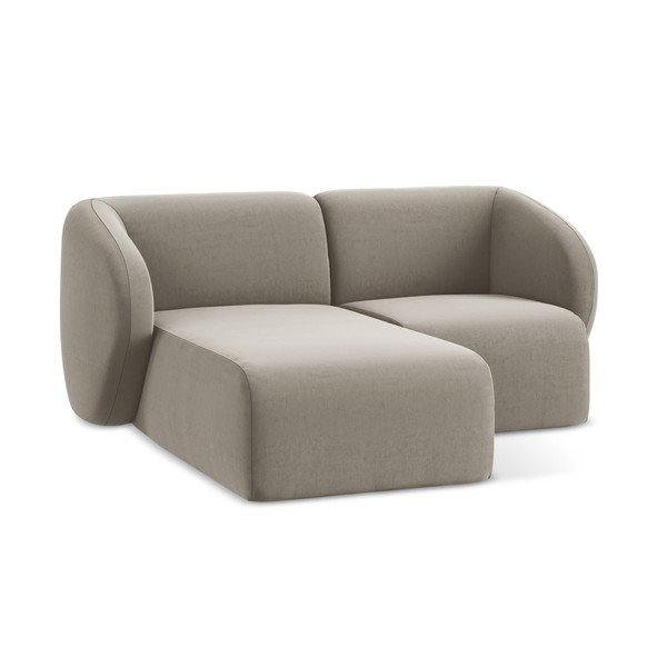 Jasnobrązowy aksamitny narożnik (lewostronny/z szezlongiem) Lani – Makamii-image-4