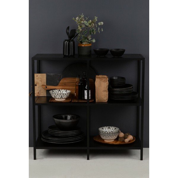 Czarny metalowy regał Canett Lite, szer. 100 cm-image-1