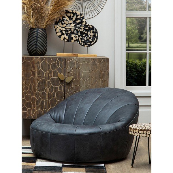 Czarny skórzany fotel Hoxton – Premier Housewares-image-1
