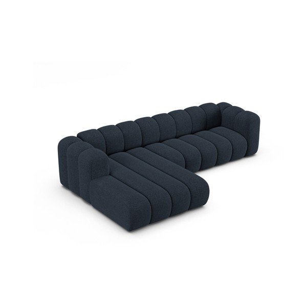 Ciemnoniebieski narożnik z tkaniny szenilowej (lewostronny/z szezlongiem) Lupine – Micadoni -image-2