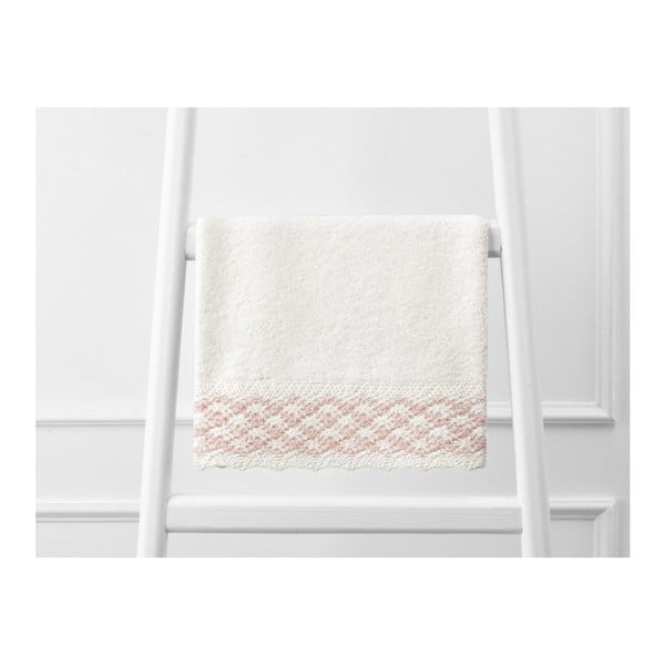 Różowo-biały ręcznik z czystej bawełny, 30x46 cm