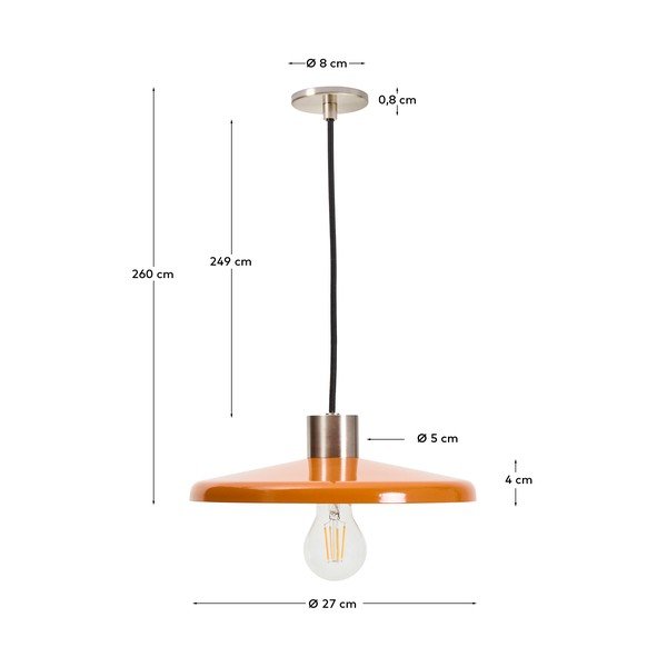 Pomarańczowa lampa wisząca z metalowym kloszem Nuvira – Kave Home-image-3