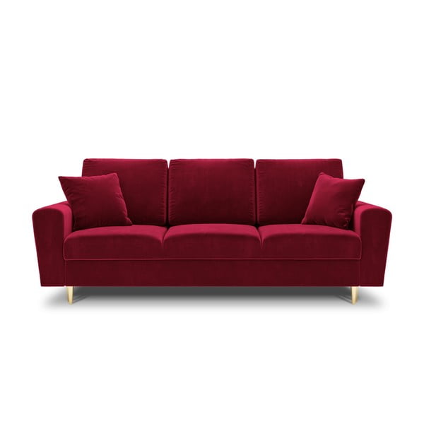 Czerwona aksamitna rozkładana sofa ze schowkiem 235 cm Kyoto – Cosmopolitan Design